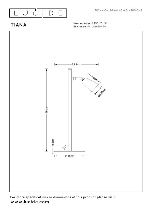 Lucide TIANA - Table lamp - 1xGU10 - Taupe | Essential - technical